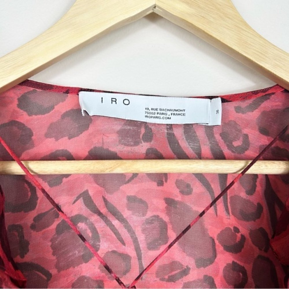 IRO Realize Red Leopard Ruffle Blouse 36 - Picture 8 of 8
